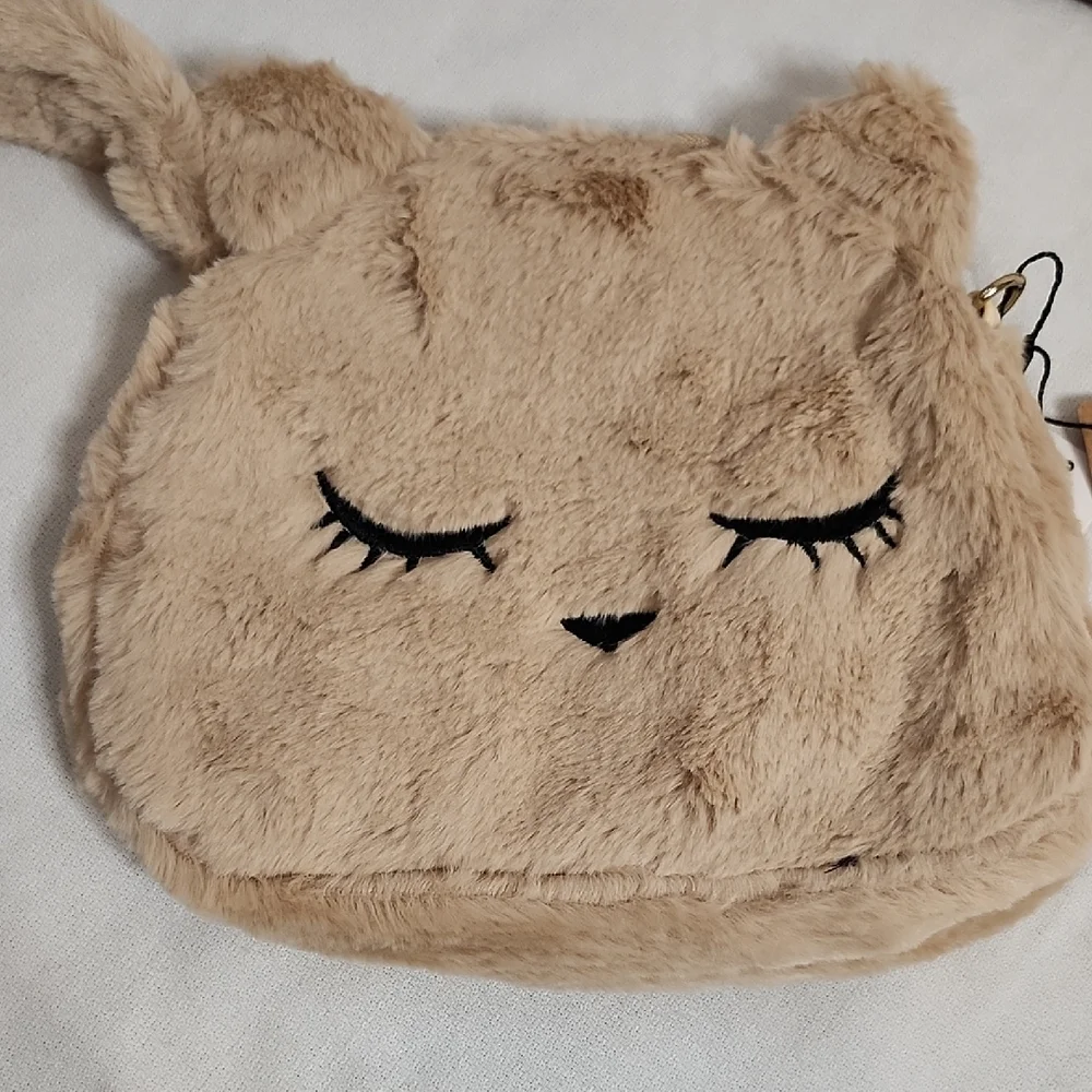 Hello 3am Forever Plush Sleepy Cat Crossbody Purse with Cat Pouch